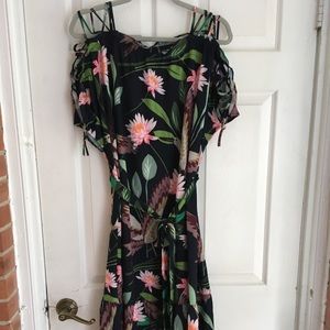 Eloquii Midi dress with lace up sleeves